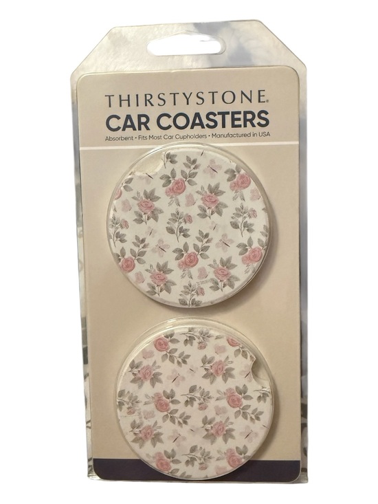 Thirstystone Accessories - Thirstystone Rose Garden Car Coasters - Pink & Cream
